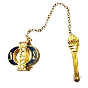 VTG Estate Jewelry Phi Beta Epsilon Sorority Fraternity Lapel Pin Pearls Black E